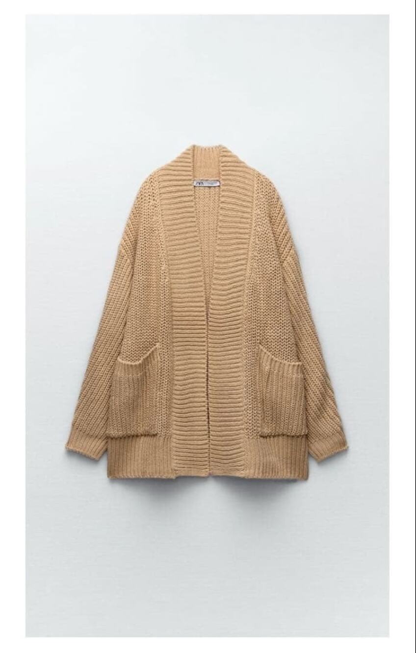 Open Front Baggy Oversized Chunky Knit Zara Cardigan Sweater with Pockets